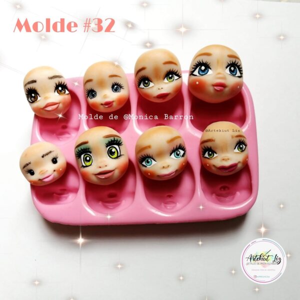 #032 Molde para pasta flexible caras - Imagen 3